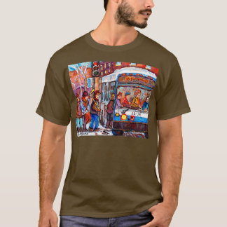 MONTREAL WINTER SCENE KANADIAN ART BUS SCENES STRA T-Shirt