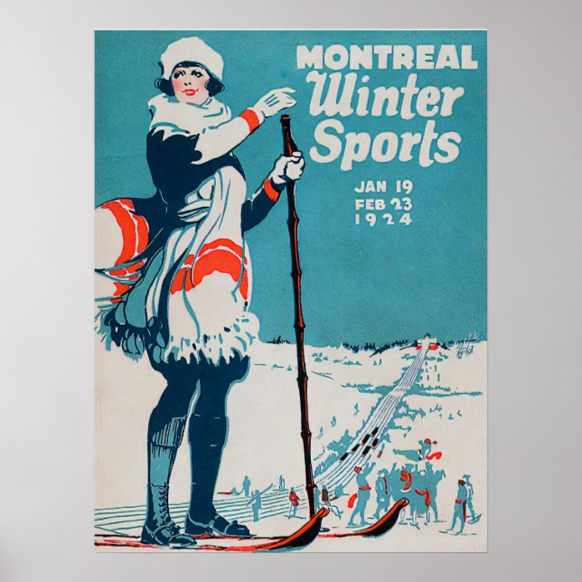 Montreal Wintersport Vintage Poster Skiing 1924 (Vorne)