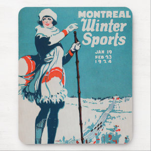 Montreal Wintersport Vintage Poster Skiing 1924 Mousepad