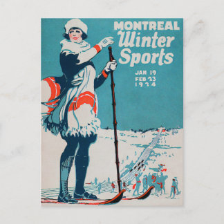 Montreal Wintersport Vintage Poster Skiing 1924 Postkarte
