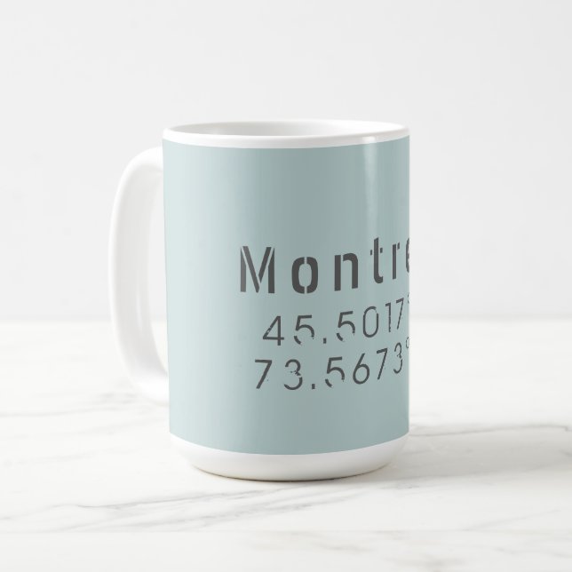 Montrealer Breitengrad und Länge Kaffeetasse (Vorderseite Links)