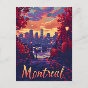 Montrealer Nächte: Stadtläden und Lila Wolken Postkarte