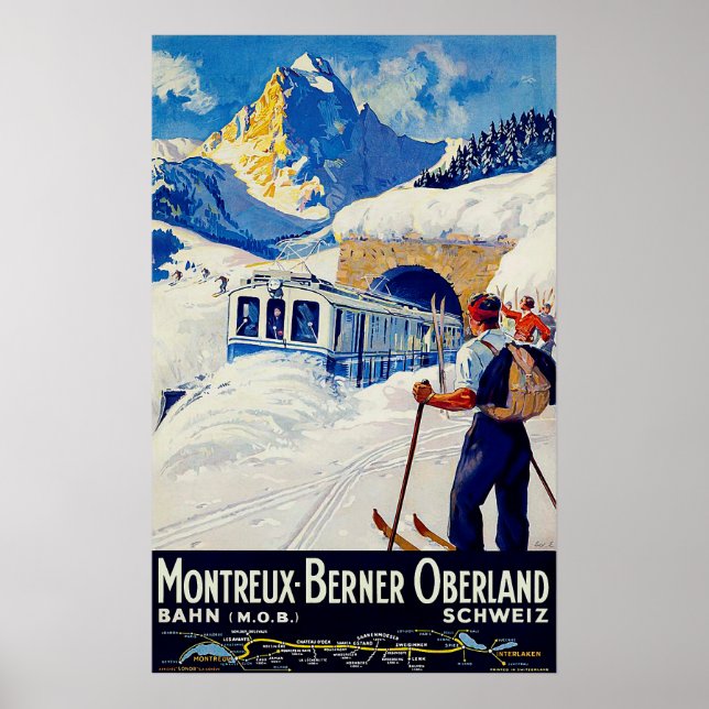 Montreux, Berner Oberland Bahn, Schweiz Poster (Vorne)
