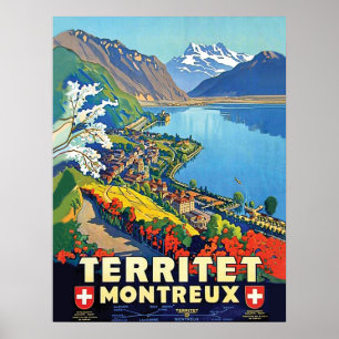Montreux, Landschaft, Berge, See, Schweiz Poster