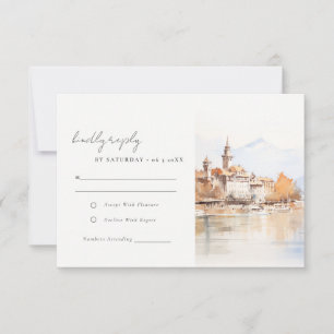 Montreux Schweiz Aquarell-Landschaft Hochzeit RSVP Karte