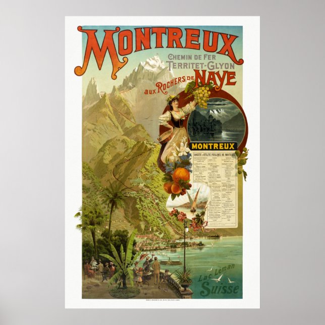 Montreux Schweiz Bahn Vintag Poster (Vorne)