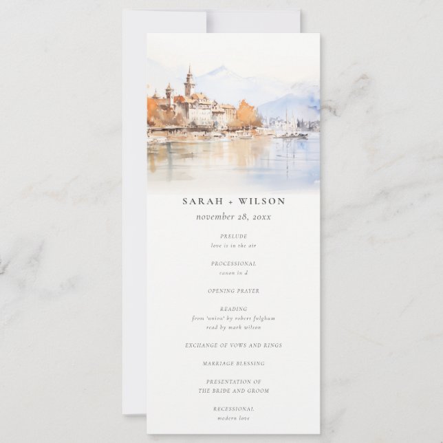 Montreux Schweiz Landschaft Hochzeitsprogramm Einladung (Vorderseite)