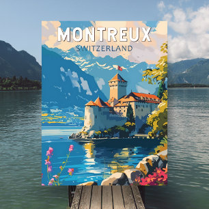 Montreux, Schweiz Reise Kunst Vintage Postkarte
