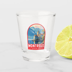 Montreux Schweiz Reise Kunst Vintage Schnapsglas