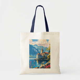 Montreux Schweiz Reise Kunst Vintage Tragetasche