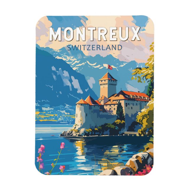 Montreux Schweiz Reisen Vintag Magnet (Vertikal)