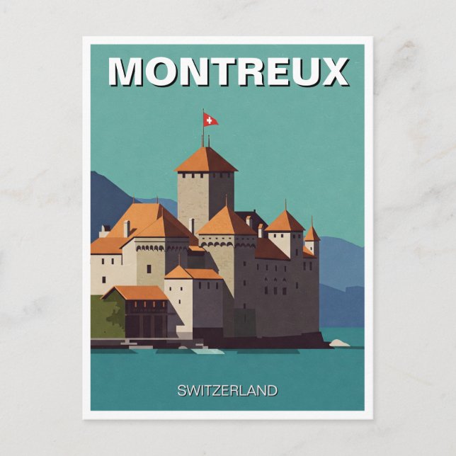 Montreux Schweiz Schloss Chillon Abstrakt Postkarte (Vorderseite)