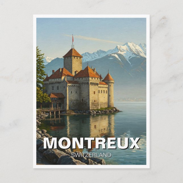 Montreux Schweiz Schloss Chillon Postkarte (Vorderseite)