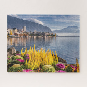 Montreux, Schweiz, Schöne Aussicht auf den Genfers Puzzle