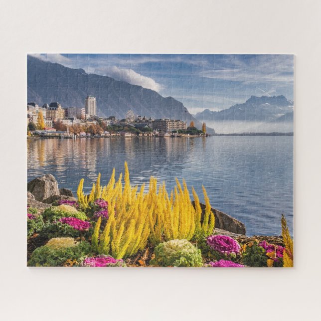 Montreux, Schweiz, Schöne Aussicht auf den Genfers Puzzle (Horizontal)