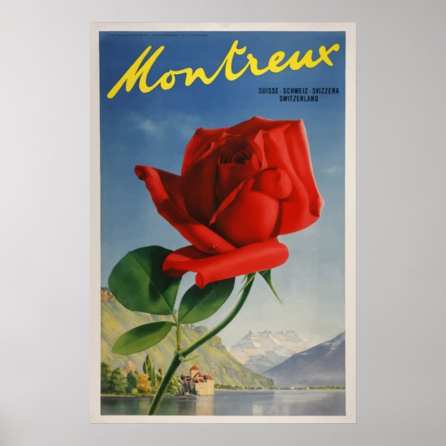 Montreux, Schweiz Vintage Travel Poster (Vorne)