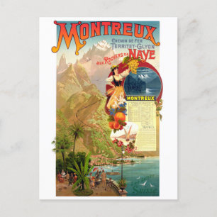 Montreux, Schweiz, Vintage Travel Postkarte