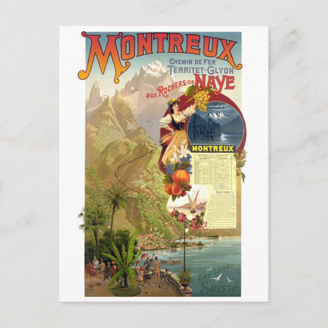 Montreux, Schweiz, Vintage Travel Postkarte (Vorderseite)