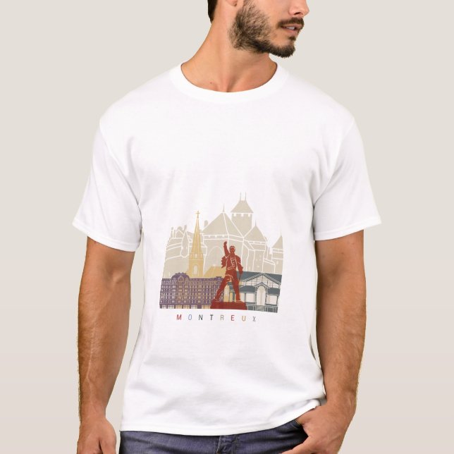 Montreux skyline poster T-Shirt (Vorderseite)