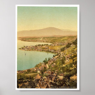 Montreux und Clarens, Geneve Lake, Schweiz VI Poster
