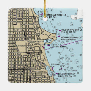 Montrose Harbour Chicago Lakefront Chart Keramikornament