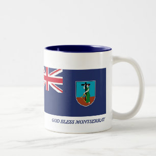 MONTSERRAT FLAG-Schrift, nach Maß weiß Zweifarbige Tasse