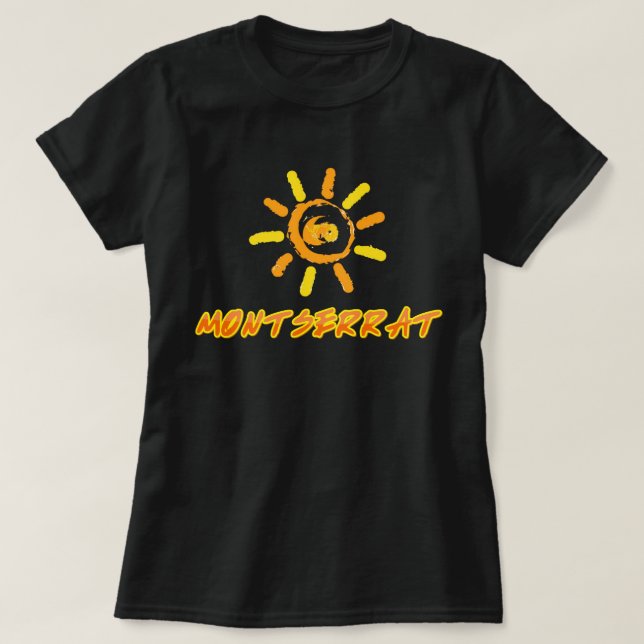 Montserrat hellgelb und orange T-Shirt (Design vorne)
