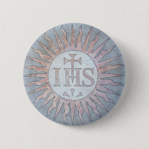 Montserrat Jesuit IHS Christogram Emblem Button