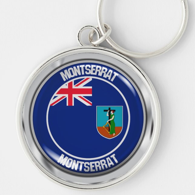 Montserrat Round Emblem Schlüsselanhänger (Vorne)