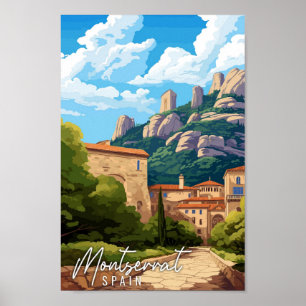 Montserrat Spanien Vintage Illustration Poster