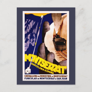 Montserrat, Spanien Vintage Travel Poster Postkarte