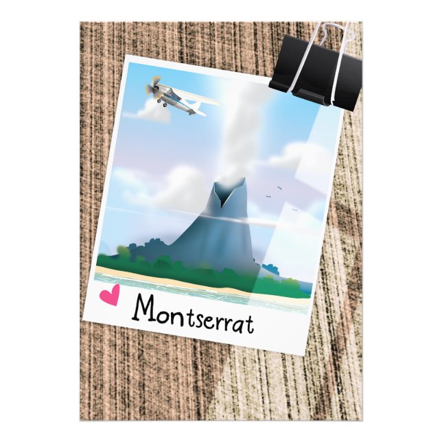 Montserrat Volcano Urlaub Poster. Fotodruck (Vorne)