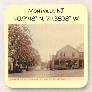 Montville NJ Map Koordiniert Vintagen Stil Getränkeuntersetzer