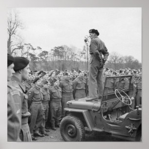 Monty adressing the troops - WW2 - 1944 Poster