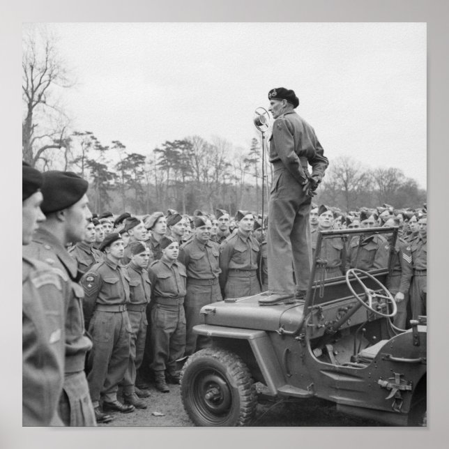 Monty adressing the troops - WW2 - 1944 Poster (Vorne)