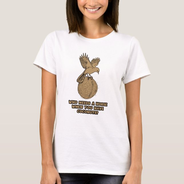 Monty Python Medieval Madness Kokosnuss-Pferdereit T-Shirt (Vorderseite)