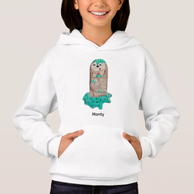Monty the Sloth Enjoying Ice Cream – Cute Hand-Dra Hoodie (Vorderseite)