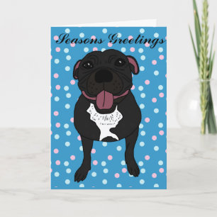 Monty the Staffordshire bull terrier Feiertagskarte