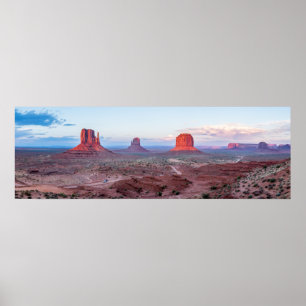 Monument Valley Sunset Panorama Poster