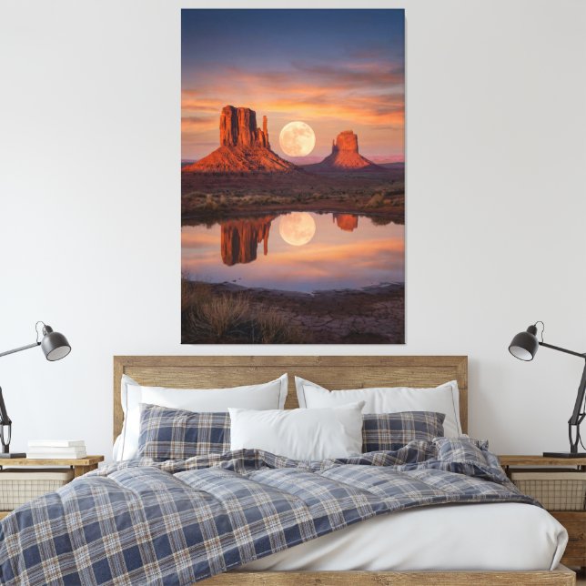 Monument Valley Supermoon Reflection – Desert Leinwanddruck (Insitu (Schlafzimmer))