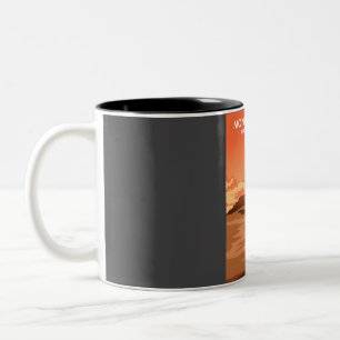 Monument Valley Vintage Minimal Retro Reiseplakat Zweifarbige Tasse