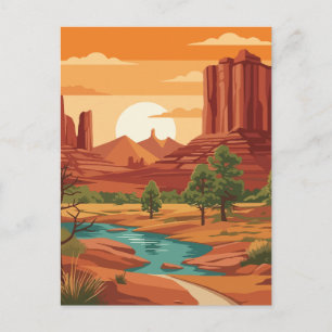 Monument Valley Wüsten-Canyon-Sonnenuntergang-Vekt Postkarte