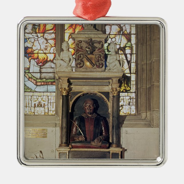 Monument zu William Shakespeare c.1616-23 Silbernes Ornament (Vorne)