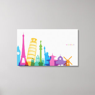 Monumente der Welt - Pastell Collage Leinwanddruck