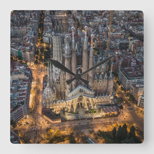 Monuments | La Sagrada Familia Quadratische Wanduhr (Vorderseite)