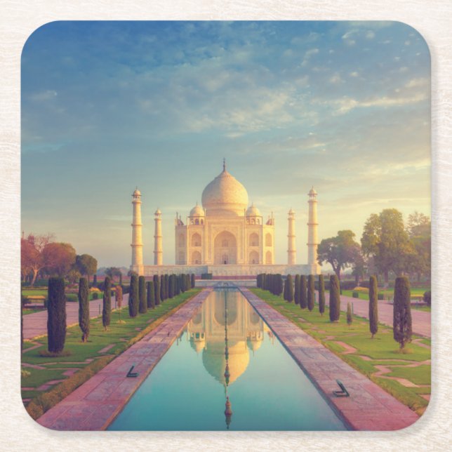 Monuments | Taj Mahal Colors Rechteckiger Pappuntersetzer (Vorderseite)