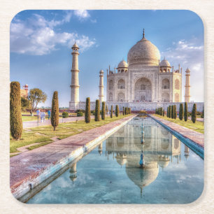 Monuments   Taj Mahal Sunrise Rechteckiger Pappuntersetzer