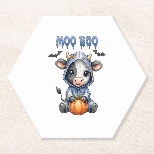 Moo Boo Halloween Cow Untersetzer (Vorderseite)