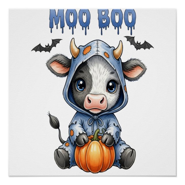 Moo Boo Halloween Kuh Poster (Vorderseite)