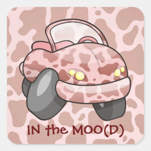 Moo Car Quadratischer Aufkleber